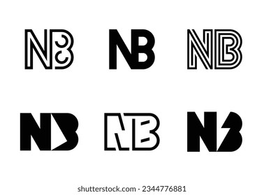 Set of letter NB logos. Abstract logos collection with letters. Geometrical abstract logos