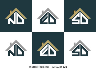 conjunto de letras y diseño de logotipo de,ed,sd con concepto de iluminación de casa 
