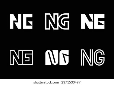 Set of letter NG logos. Abstract logos collection with letters. Geometrical abstract logos