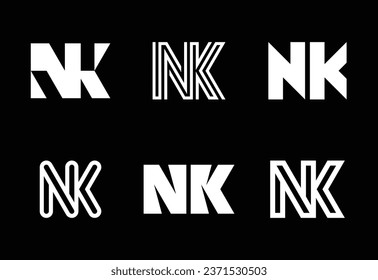 Conjunto de logotipos NK de letras. Resumen de colección de logotipos con letras. Logotipos geométricos abstractos