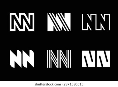 Set of letter NN logos. Abstract logos collection with letters. Geometrical abstract logos