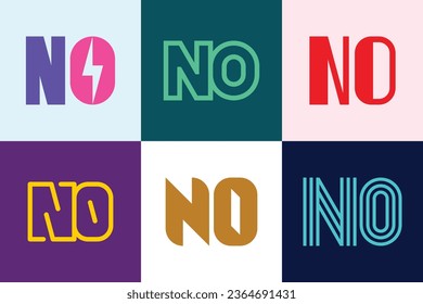 Conjunto de logotipos NO de letras. Resumen de colección de logotipos con letras. Logotipos geométricos abstractos