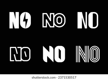 Conjunto de logotipos NO de letras. Resumen de colección de logotipos con letras. Logotipos geométricos abstractos