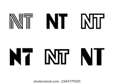 Set of letter NT logos. Abstract logos collection with letters. Geometrical abstract logos