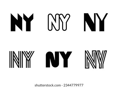 Set of letter NY logos. Abstract logos collection with letters. Geometrical abstract logos