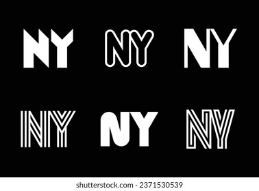 Set of letter NY logos. Abstract logos collection with letters. Geometrical abstract logos