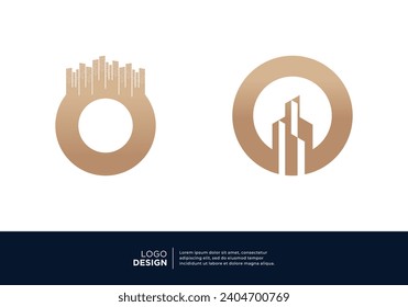 Set of letter O building logo design inspiration.