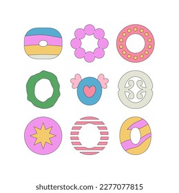 Set with letter O in different styles. Funny cartoon hand drawn style in pastel colors. Preschool education, alphabet concept. Vector illustration isolated on white background.