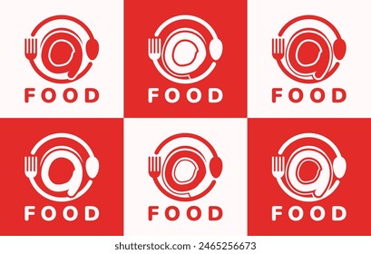 Set of letter O food plate logo. This logo combines letters and cutlery shapes. Perfect for restaurants, food courts, fast food, street food and cafes.