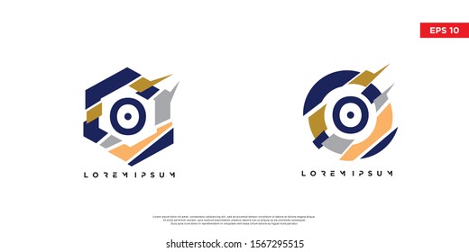 set of letter o initial logo. Technology symbol icon vector design. abstract  logotype.