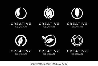 Design-Vorlagen für Letter O und Leaf-Logos. Modernes, isoliertes Letter O und Leaf Design für die Natur