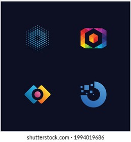 Set of letter O logo design vector. icons for modern business technology digital.