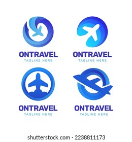 Set of Letter O Travel logo with blue gradient	