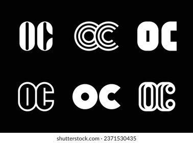 Set of letter OC logos. Abstract logos collection with letters. Geometrical abstract logos