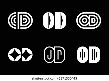 Set von Buchstaben OD-Logos. Abstrakte Logos-Kollektion mit Buchstaben. Abstrakte geometrische Logos
