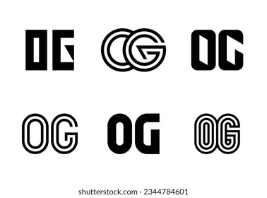 Set of letter OG logos. Abstract logos collection with letters. Geometrical abstract logos