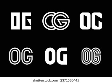 Set of letter OG logos. Abstract logos collection with letters. Geometrical abstract logos