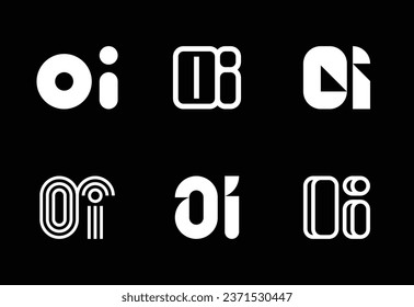 Set of letter OI logos. Abstract logos collection with letters. Geometrical abstract logos