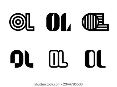 Set of letter OL logos. Abstract logos collection with letters. Geometrical abstract logos