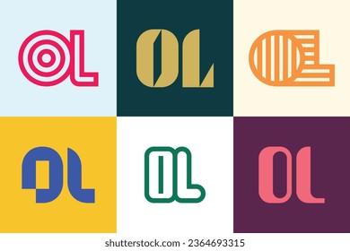 Set of letter OL logos. Abstract logos collection with letters. Geometrical abstract logos