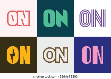 Set of letter ON logos. Abstract logos collection with letters. Geometrical abstract logos