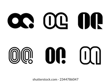 Conjunto de logotipos de cartas OQ. Resumen de colección de logotipos con letras. Logotipos geométricos abstractos
