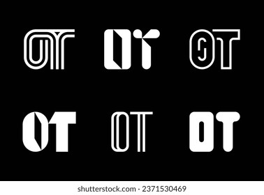 Conjunto de logotipos de letra OT. Resumen de colección de logotipos con letras. Logotipos geométricos abstractos