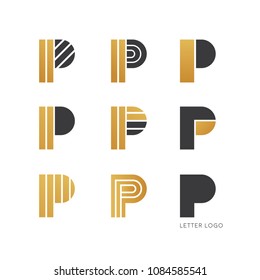 Set of letter P logo design 