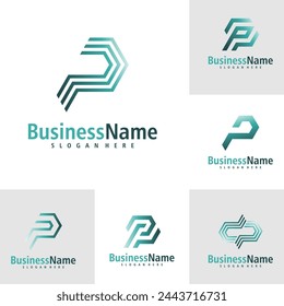 Conjunto de vector de diseño del logotipo de la letra P. Plantilla de conceptos de logotipo de Creative Initial P