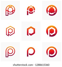 Set of Letter P logo icon design template elements, Initial P logo concept - Vector