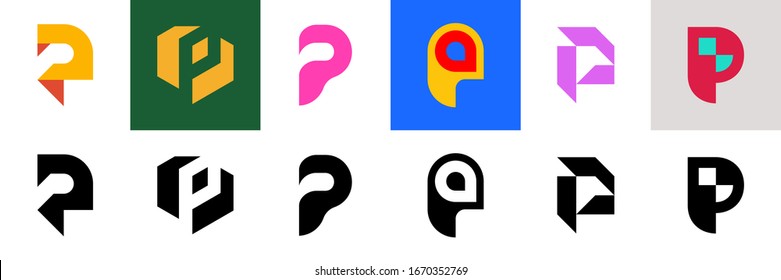 Set of letter P logo. Icon design. Template elements - Collection of vector sign