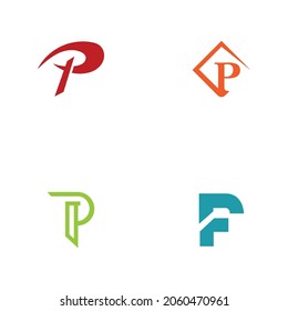 conjunto de diseños de iconos vectoriales de plantillas de logotipos de letras p