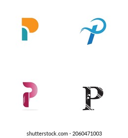 set of Letter p Logo Template vector icon design