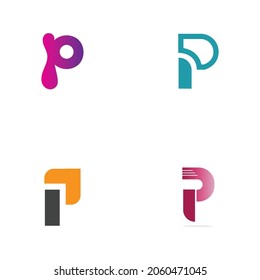 set of Letter p Logo Template vector icon design