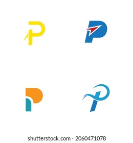 set of Letter p Logo Template vector icon design
