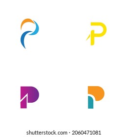 conjunto de diseños de iconos vectoriales de plantillas de logotipos de letras p