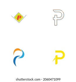 conjunto de diseños de iconos vectoriales de plantillas de logotipos de letras p