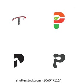 conjunto de diseños de iconos vectoriales de plantillas de logotipos de letras p