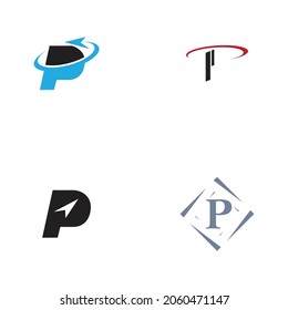 set of Letter p Logo Template vector icon design
