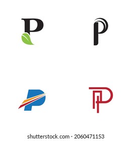 conjunto de diseños de iconos vectoriales de plantillas de logotipos de letras p
