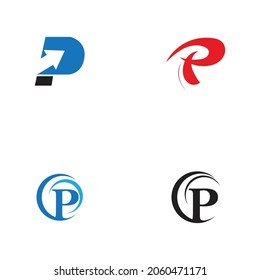 set of Letter p Logo Template vector icon design