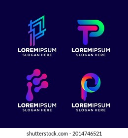 set of Letter P logo vector illustration, Design inspiration. Colorful icons
