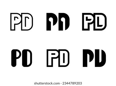 Set of letter PD logos. Abstract logos collection with letters. Geometrical abstract logos