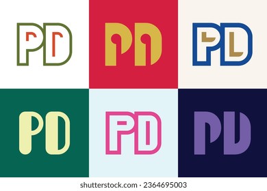 Set of letter PD logos. Abstract logos collection with letters. Geometrical abstract logos