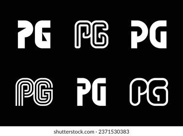 Set of letter PG logos. Abstract logos collection with letters. Geometrical abstract logos