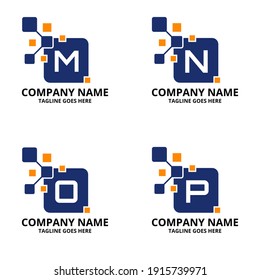 Set Letter  pixels logo initial design template. Illustration vector graphic of  letter with pixel logo design concept. Perfect for Business corporate, more technology brand identity