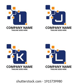 Set Letter  pixels logo initial design template. Illustration vector graphic of  letter with pixel logo design concept. Perfect for Business corporate, more technology brand identity