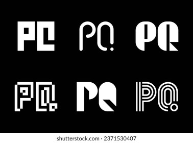Set of letter PQ logos. Abstract logos collection with letters. Geometrical abstract logos