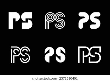 Conjunto de logotipos PS de letras. Resumen de colección de logotipos con letras. Logotipos geométricos abstractos