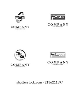 Diseño de ilustraciones de plantillas de logotipo PSG para conjunto de letras